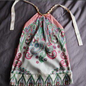 Guess Pink Paisley Halter Tank Top